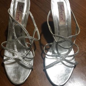 Silver prom shoes with studs size seven